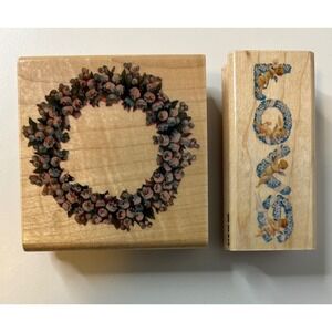 NwCynthia Hart Vintage Rubber Stamps Lily of the Valley Wreath & Love Cherub Set
